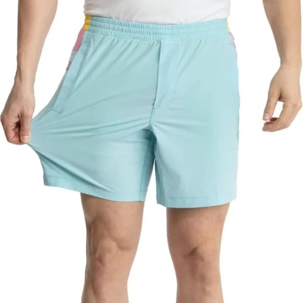 Birddogs “Tony Softnuts” Gym Shorts • Blue/Yellow • Size L • 7″ Inseam